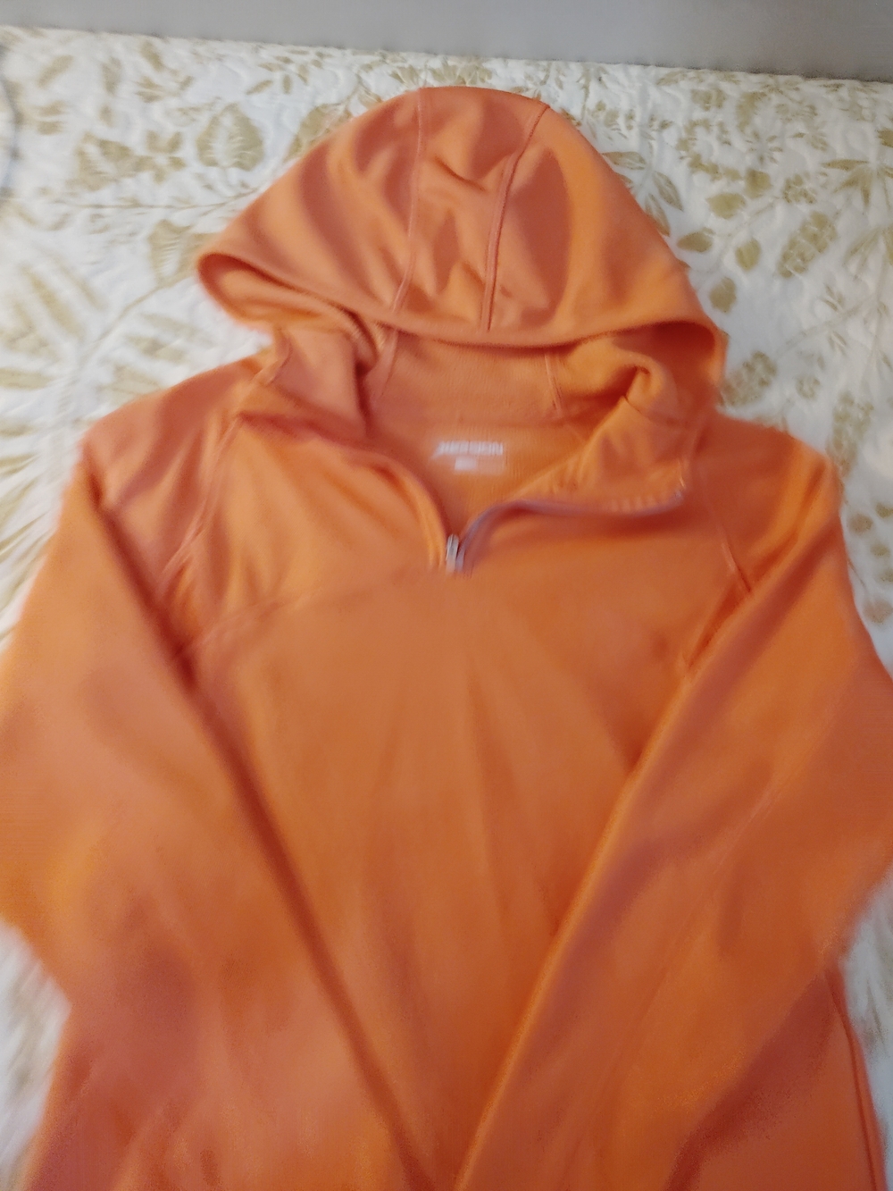 Women’s Orange Hooded Half-Zip Sweater